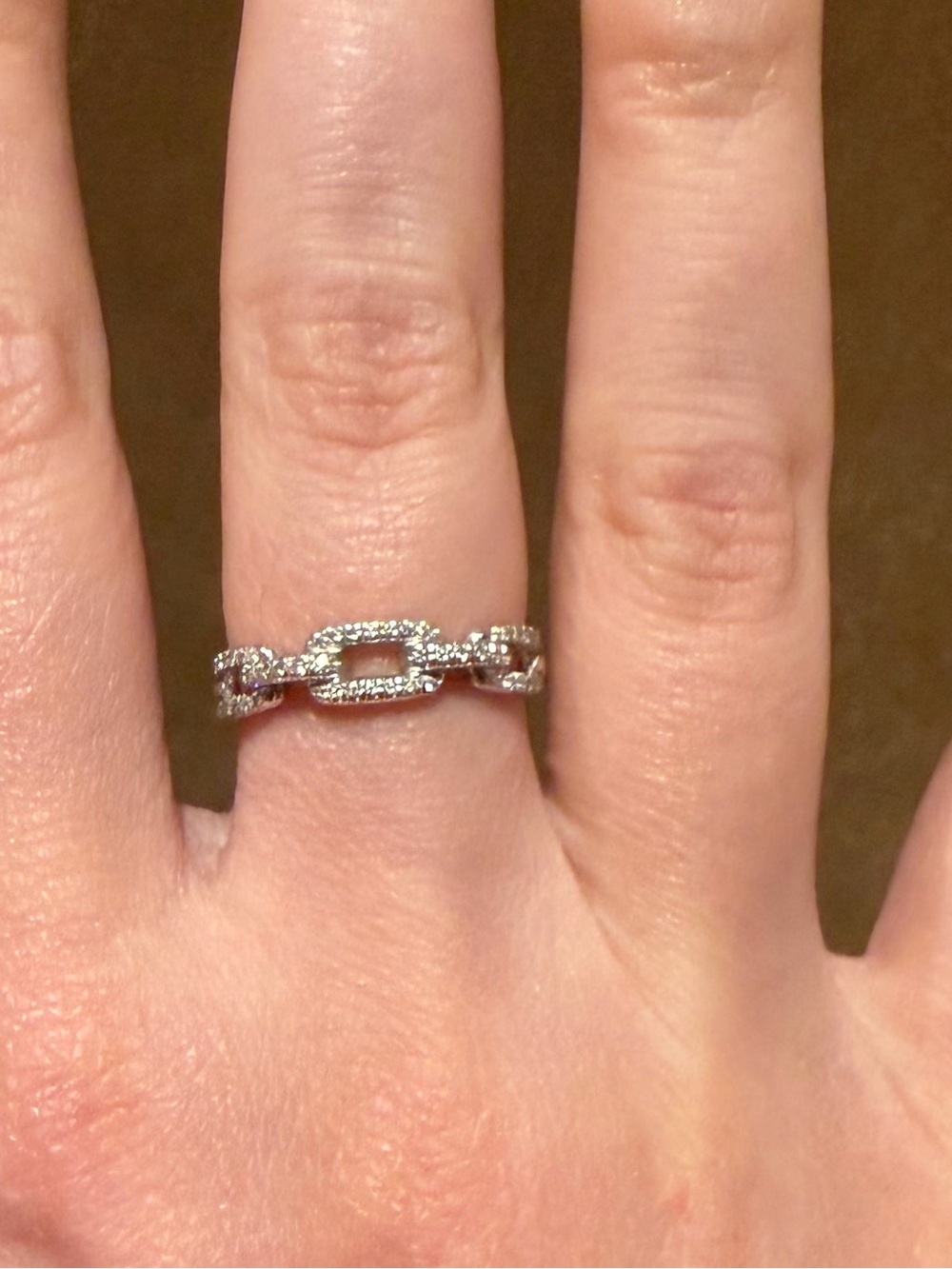 David Yurman Stax Chain Link Ring - 18K White Gold with Diamonds, 4.5mm - Picture 5 of 9